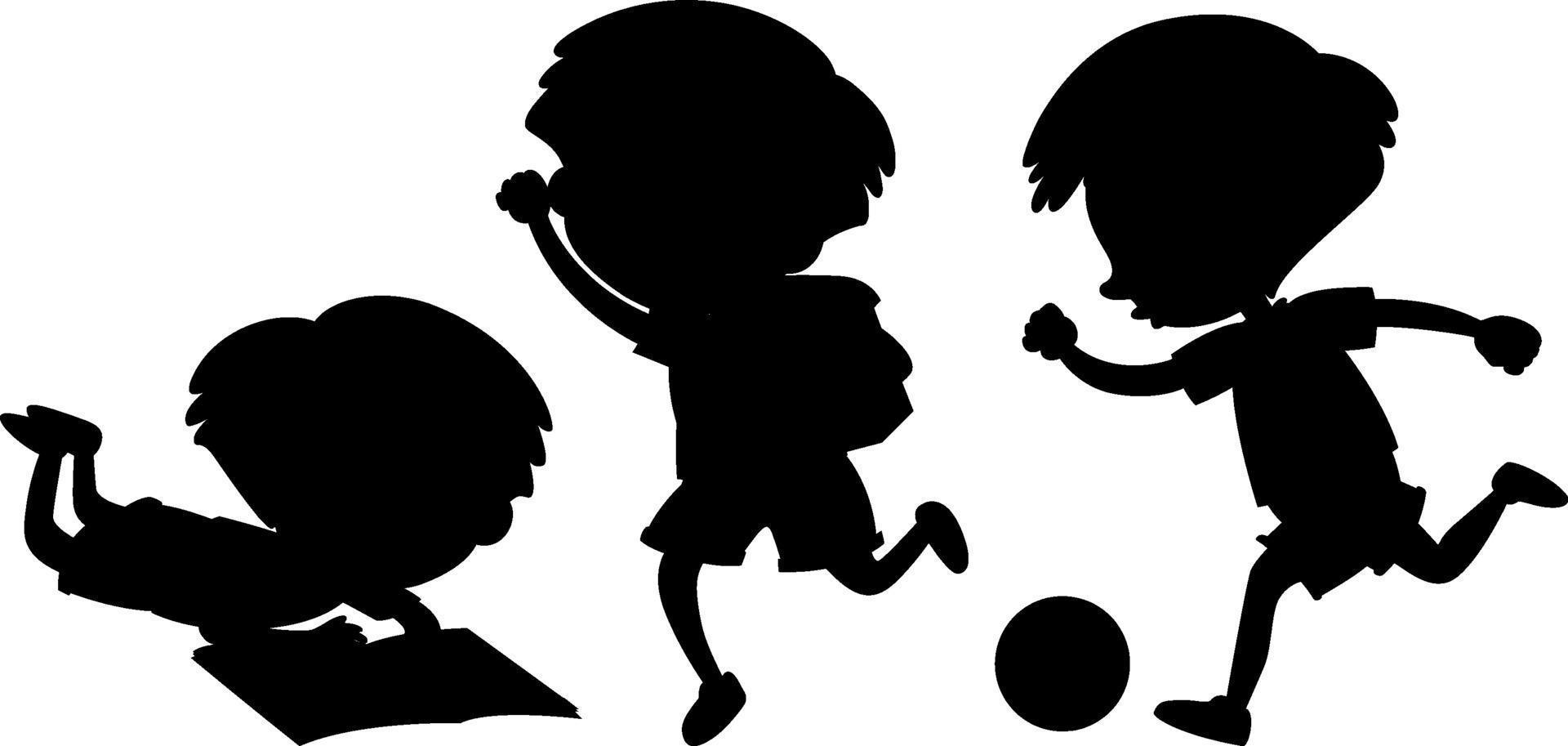 Cartoon character of kids silhouette on white background vector