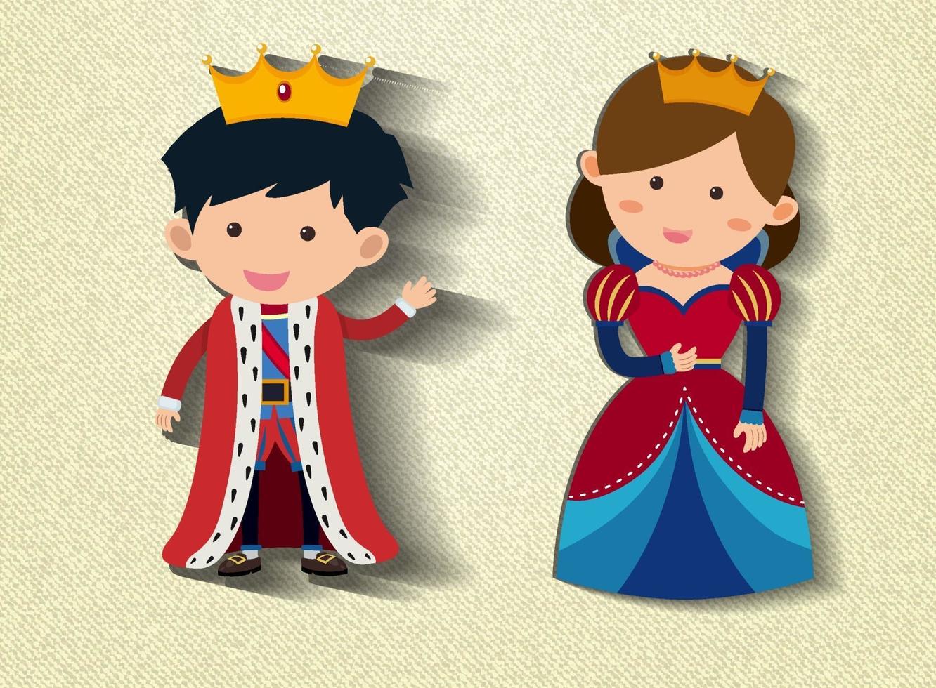 pequeño rey y reina personaje de dibujos animados vector