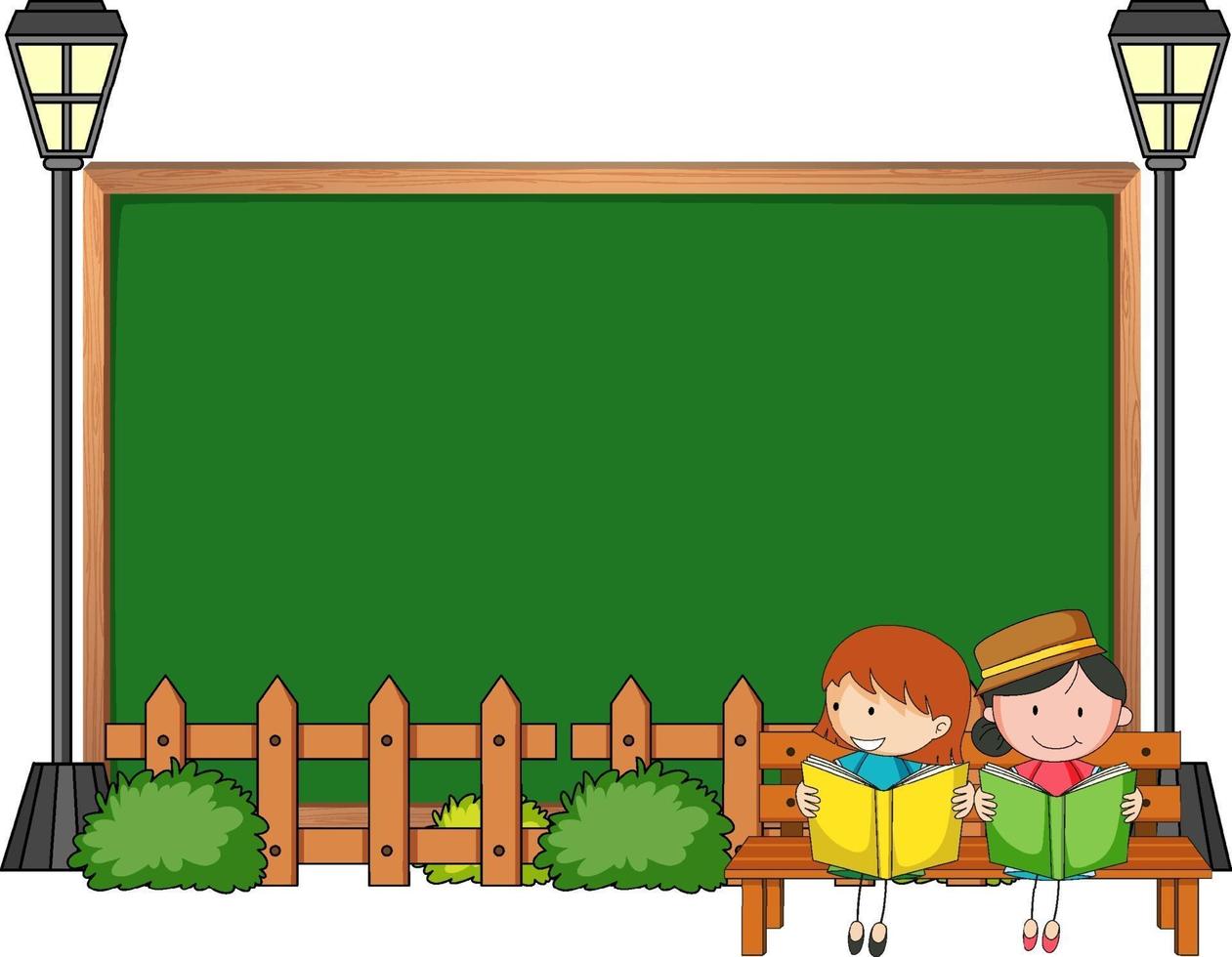Empty blackboard with many kids doodle cartoon character isolated vector