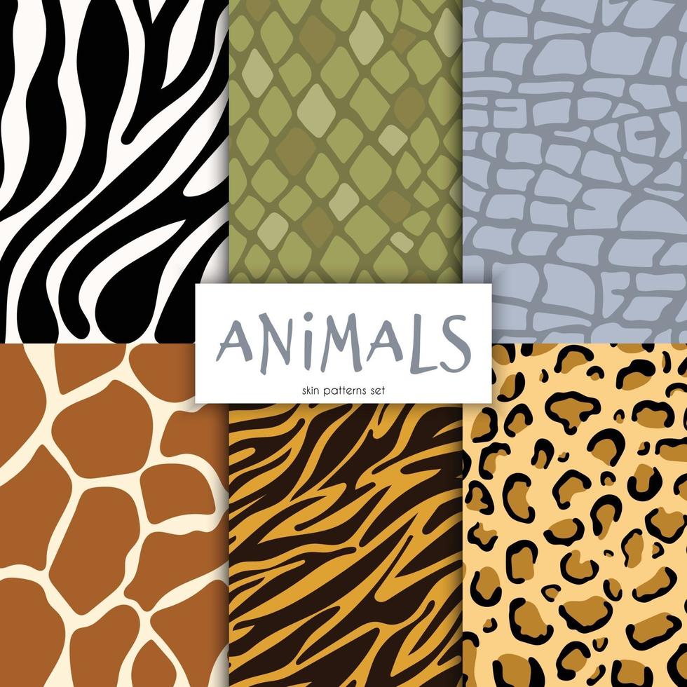 animals print pattern set vector