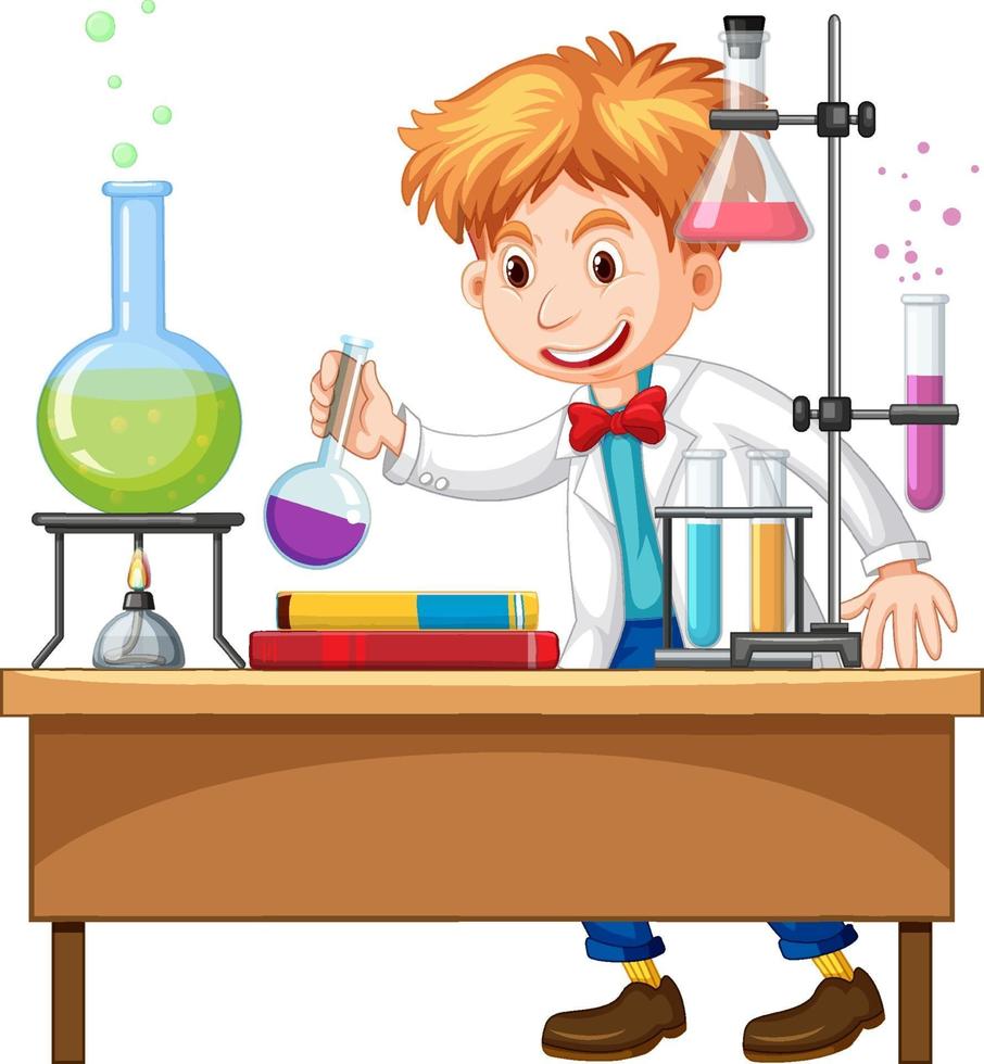 Researcher experiment in the laboratory vector