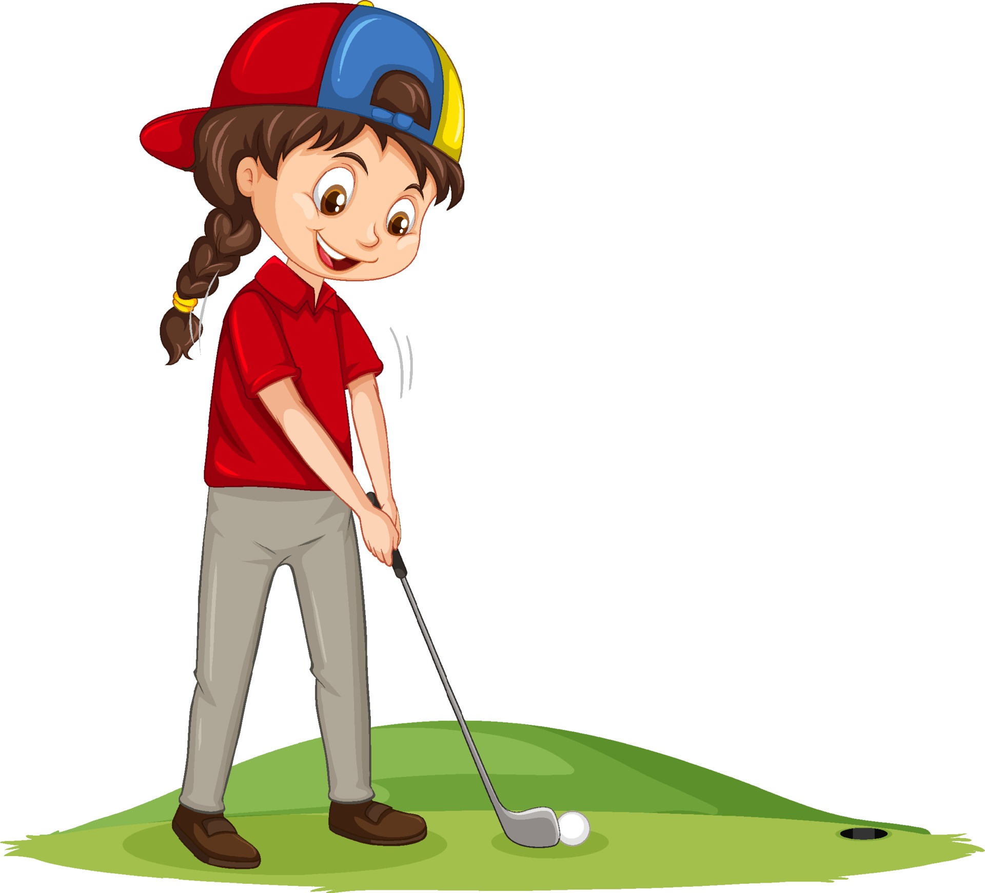 Young golf player cartoon character playing golf 2174087 Vector Art at