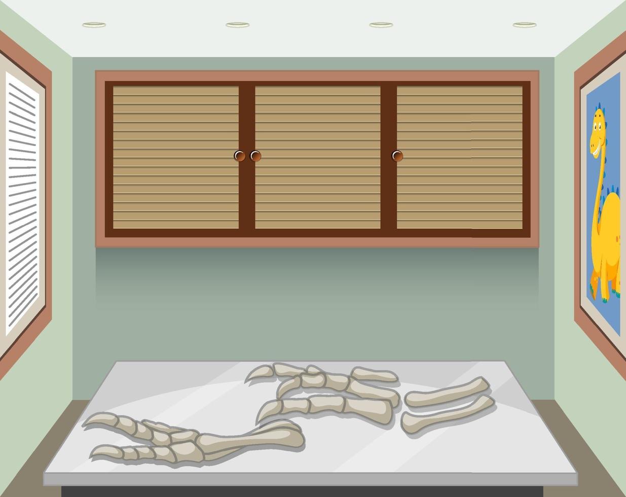 Fossil of extinct dinosaur in the room vector