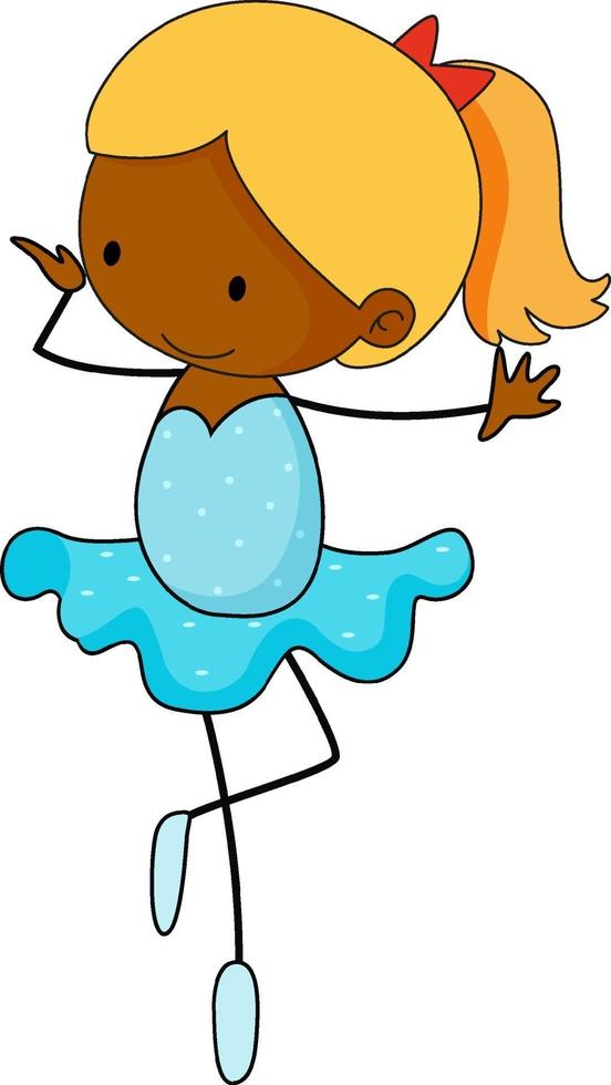 A girt dancing ballet doodle cartoon character isolated vector