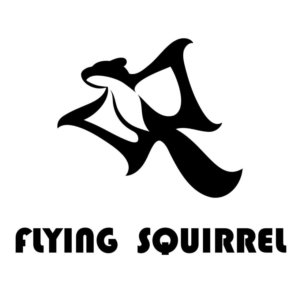 Flying squirrel logo black eps 10 vector