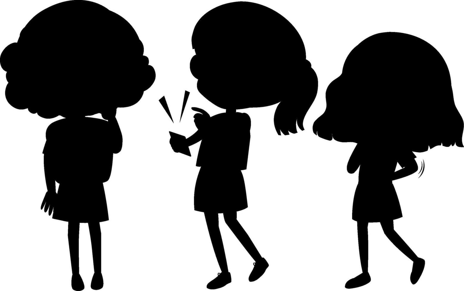 Set of kids silhouette cartoon character vector