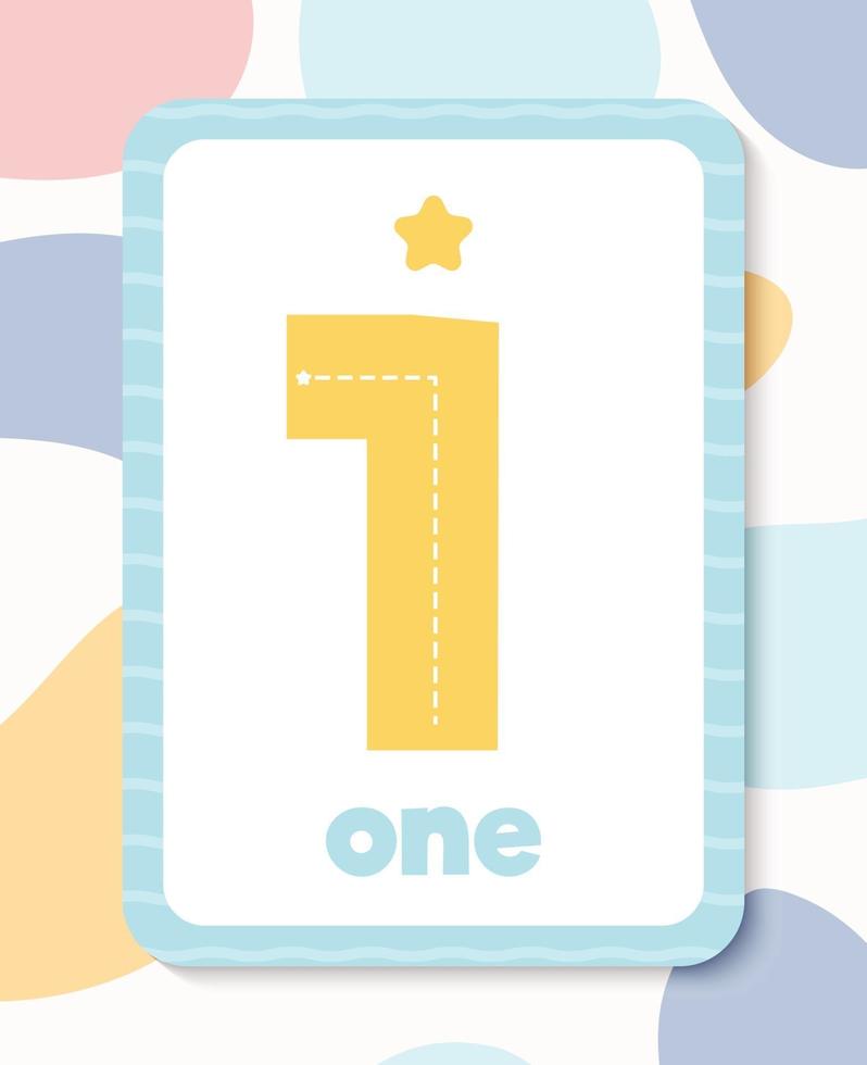 Printable colourful educational number flashcard vector