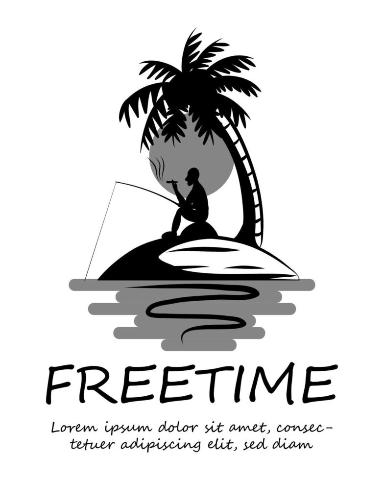 A man fishing on island eps 10 vector