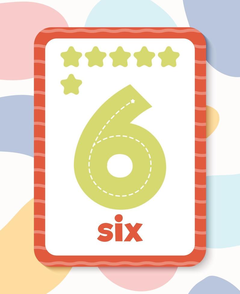 Printable colourful educational number flashcard vector