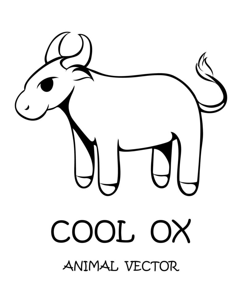 Black vector of cute ox eps 10.