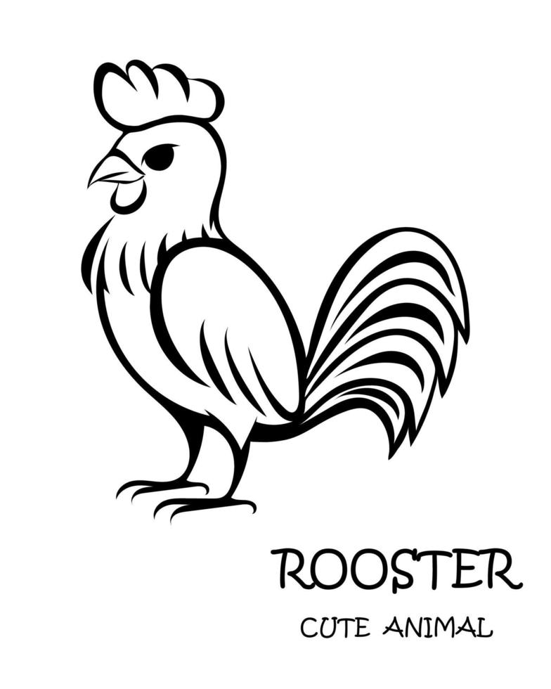 Black vector of cute rooster eps 10.