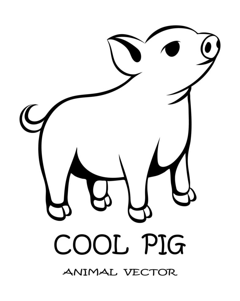 Black vector of cute pig eps 10