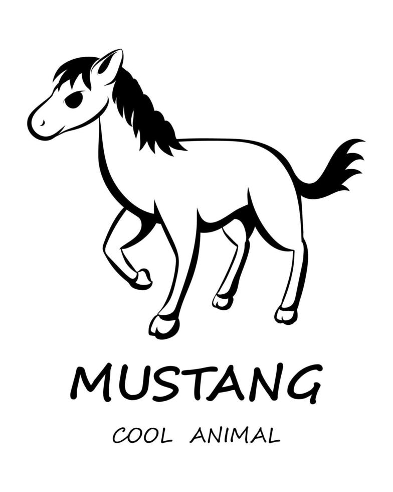 Black vector of cute mustang horse eps 10