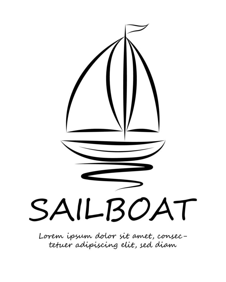 Sailboat logo line art eps 10 vector