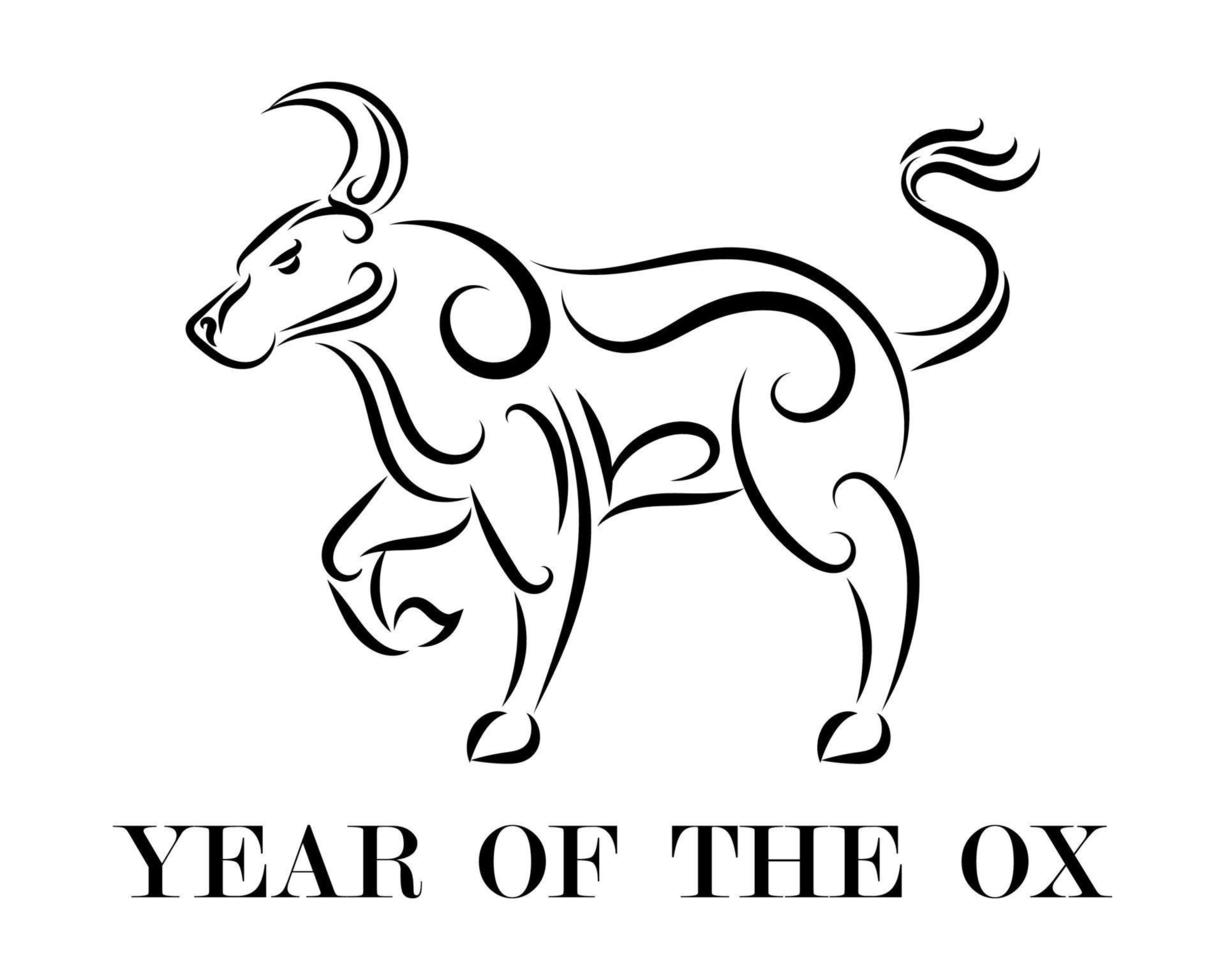 Year of the ox line art vector eps 10