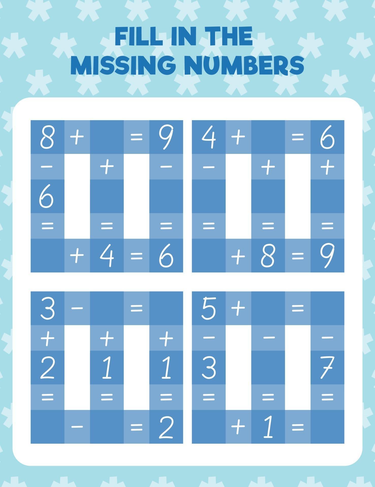 Fill in the missing numbers 2174357 Vector Art at Vecteezy