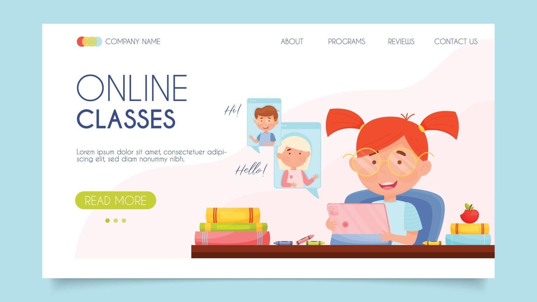 Online classes. Landing page concept. Flat design, vector illustration.