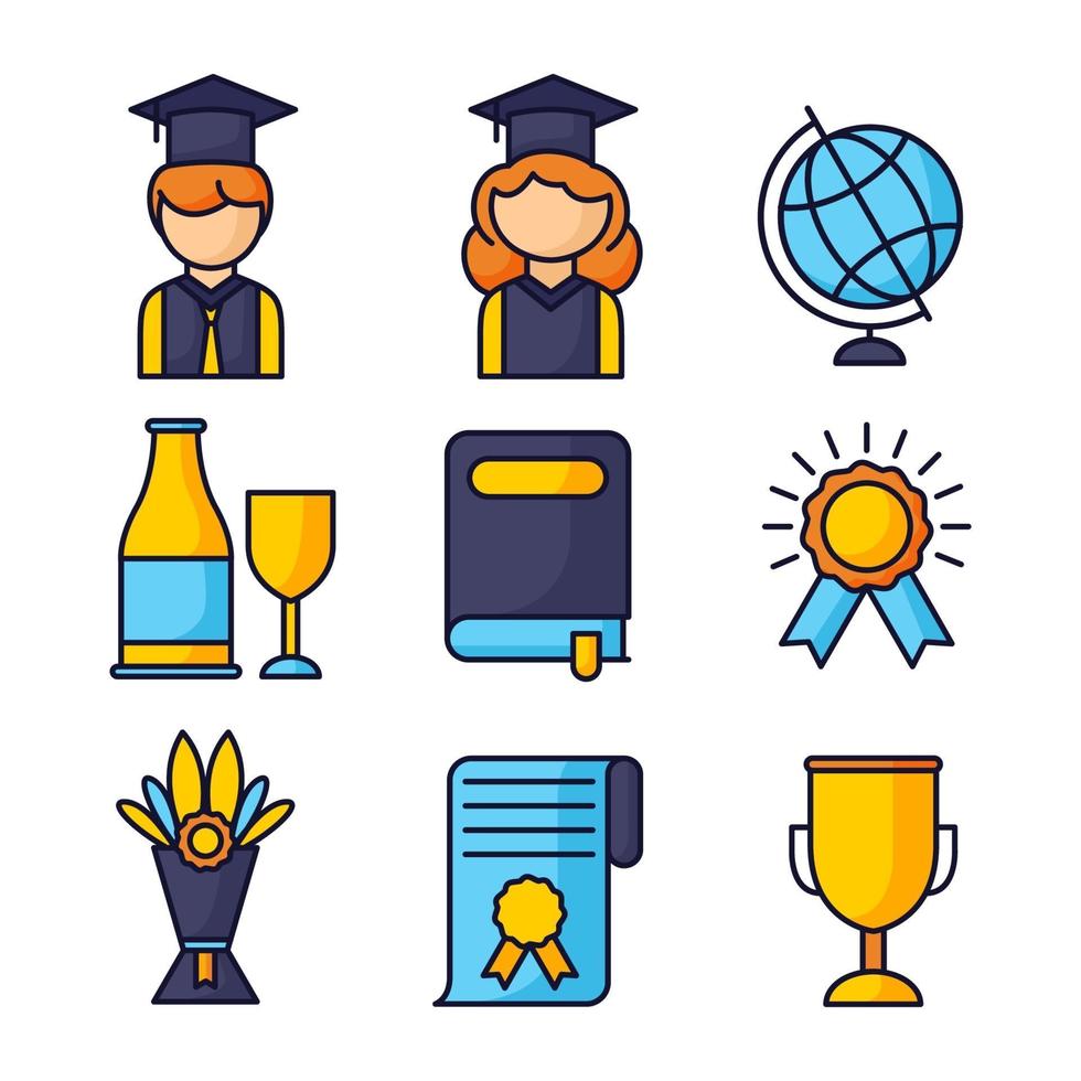 colección de iconos de graduación vector