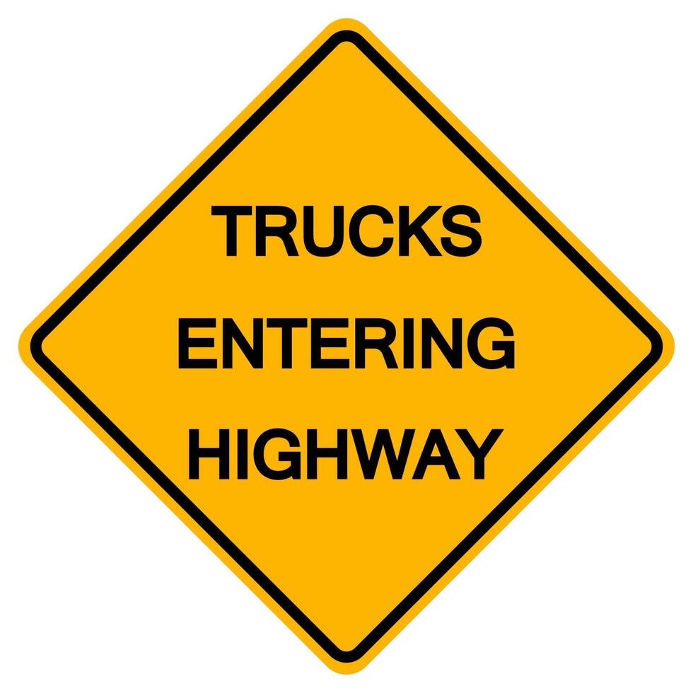 Trucks Entering Highway Traffic Road Symbol Sign Isolate on White Background,Vector Illustration vector