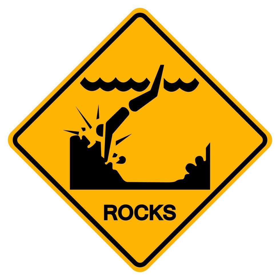 Warning Sign Rocks On The Beach on a white background. vector