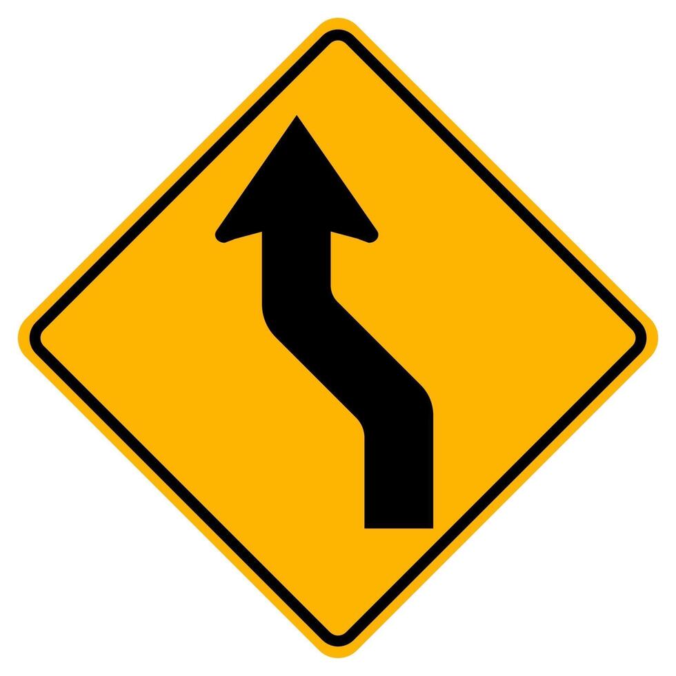 Curved Left Traffic Road Symbol Sign Isolate on White Background,Vector Illustration vector