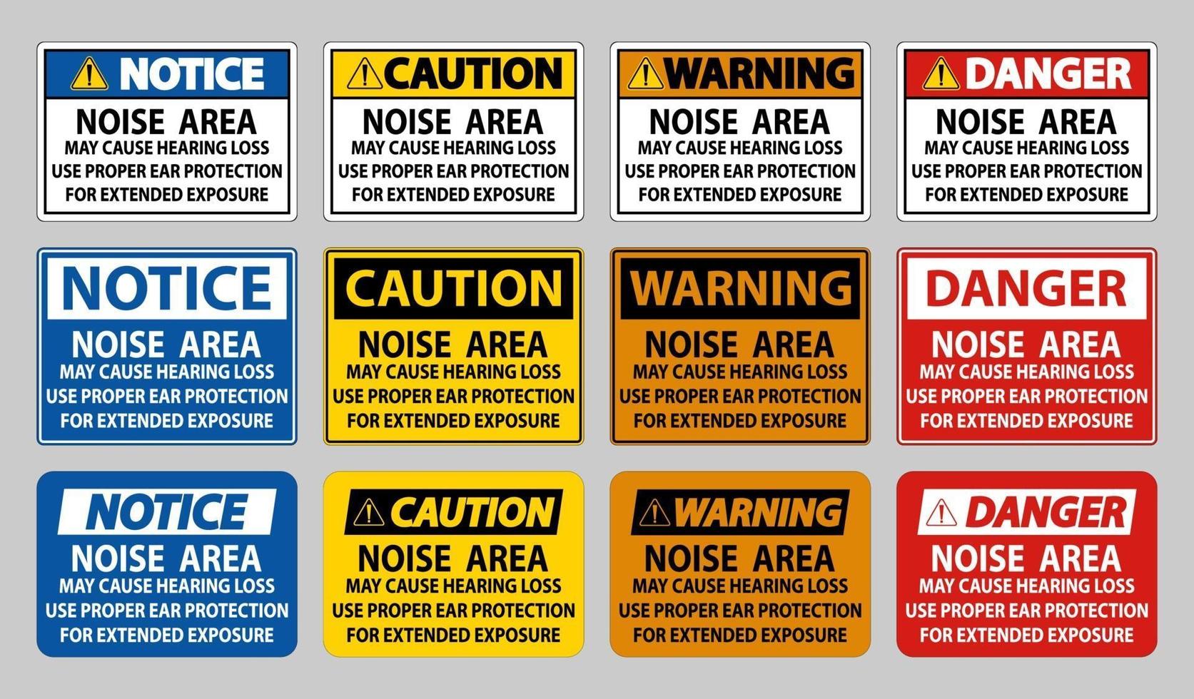 Noise Area May Cause Hearing Loss, Use Proper Ear Protection For Extended Exposure vector