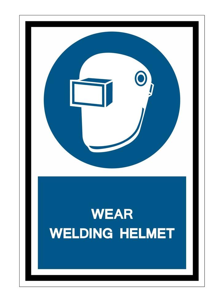Símbolo usar casco de soldadura aislar sobre fondo blanco. vector