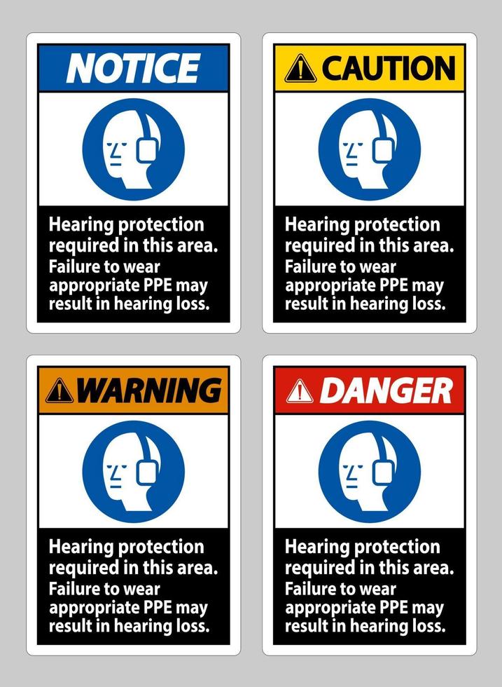 Se requiere protección auditiva en esta área, no usar el equipo de protección personal adecuado puede resultar en pérdida auditiva. vector