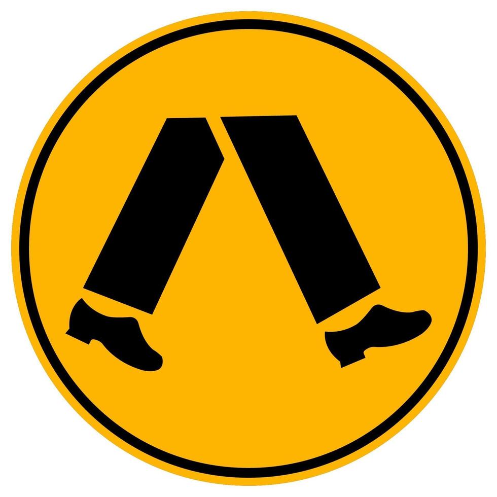Pedestrians Round Yellow Sign On White Background vector
