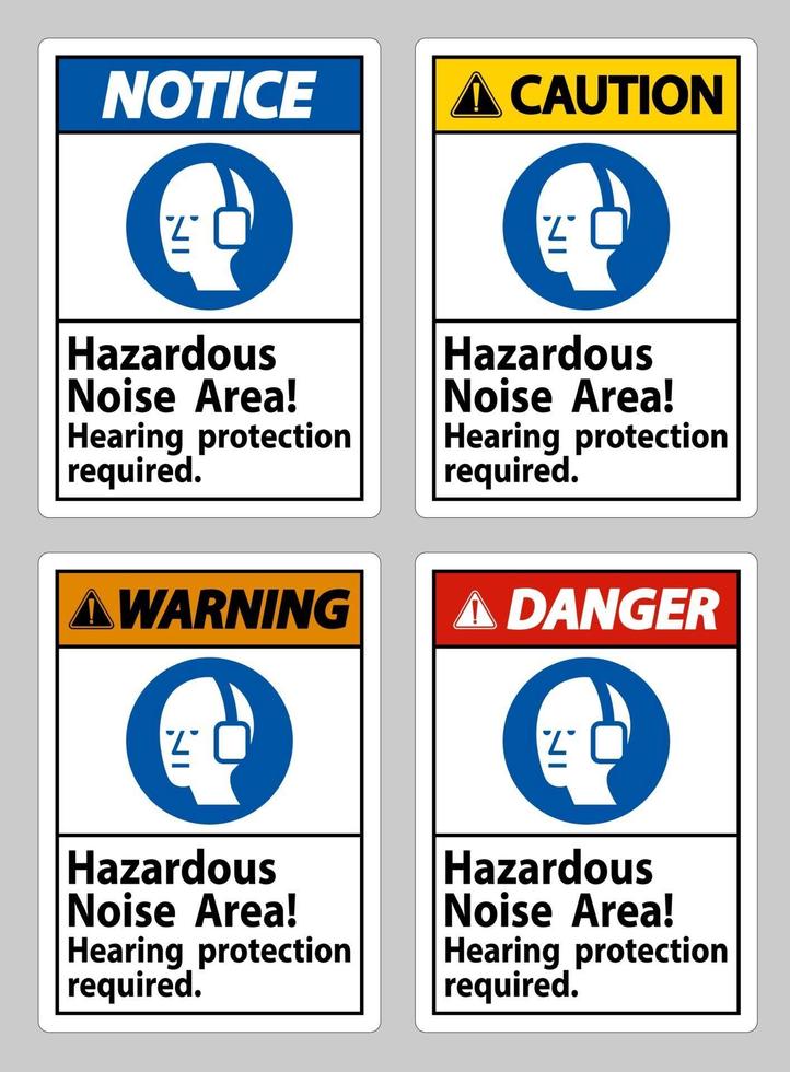 zona de ruido peligroso, se requiere protección auditiva vector