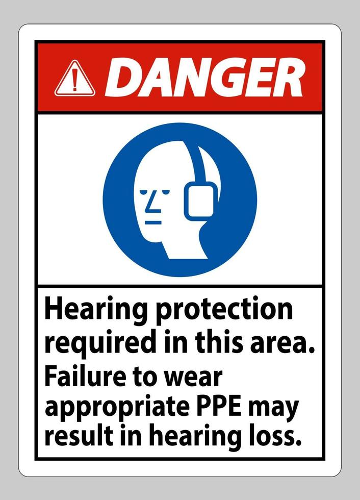 señal de peligro se requiere protección auditiva en esta área, no usar el equipo de protección personal adecuado puede resultar en pérdida de audición vector