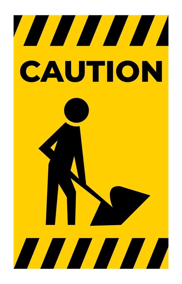 Caution Men At Work Symbol Sign Isolate on White Background,Vector Illustration vector