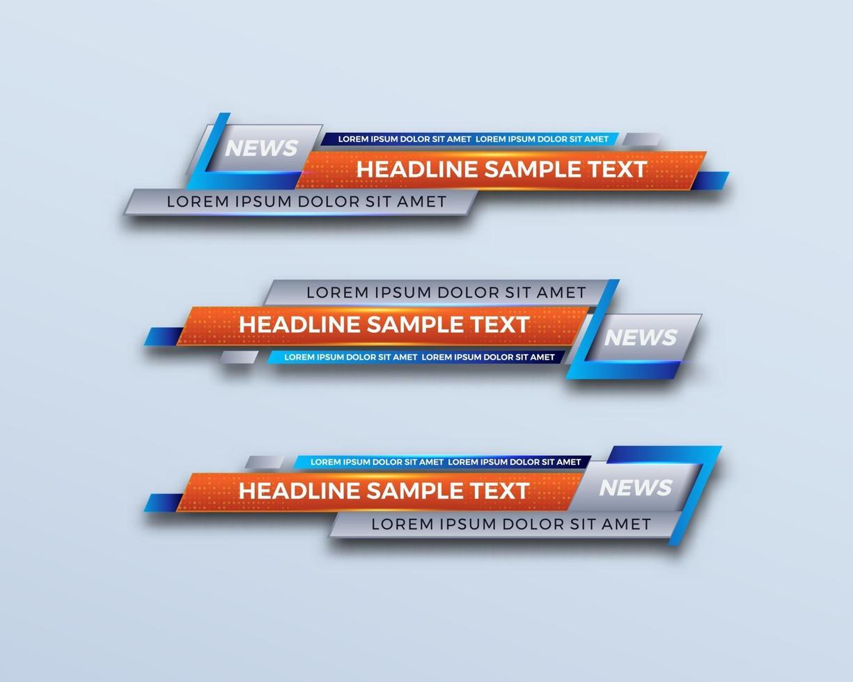 modern geometric lower third banner template design for broadcasting, live, streaming, video template. Vector Illustration