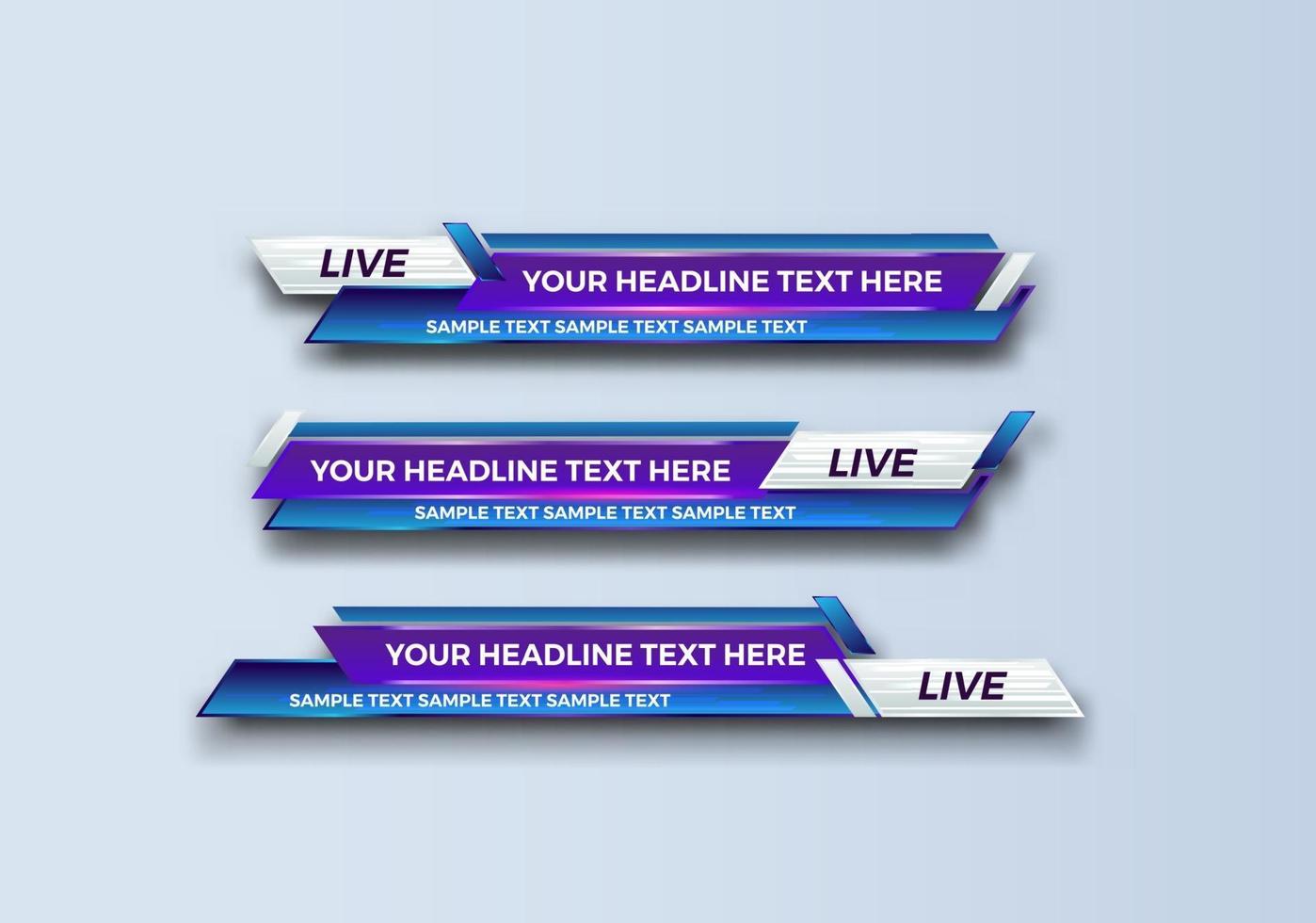 modern geometric lower third banner template design for broadcasting, live, streaming, video template. Vector Illustration