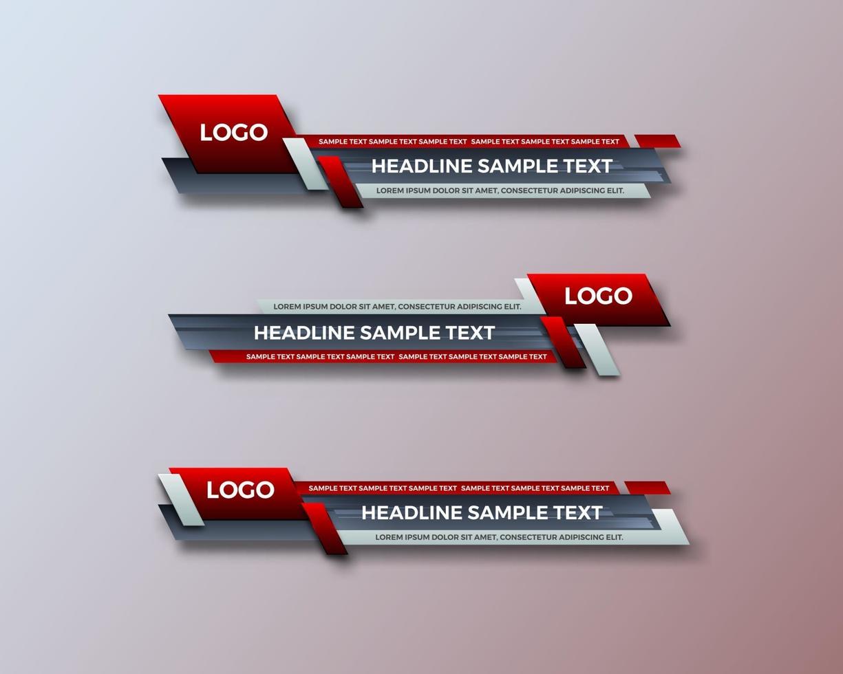 modern geometric lower third banner template design for broadcasting, live, streaming, video template. Vector Illustration