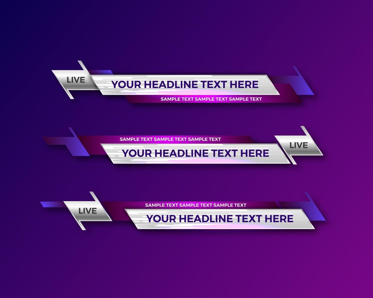 modern geometric lower third banner template design for broadcasting, live, streaming, video template. Vector Illustration