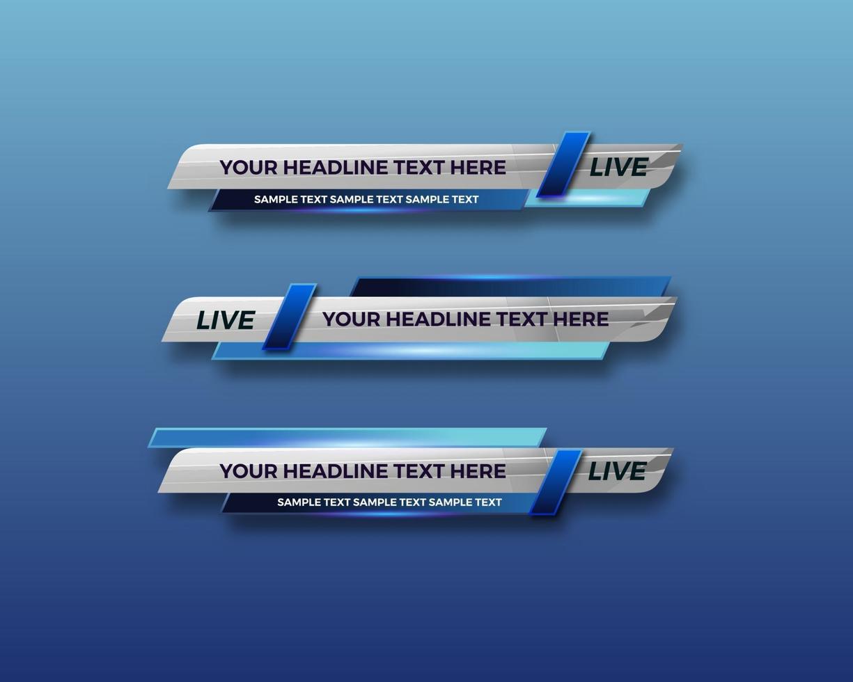 modern geometric lower third banner template design for broadcasting, live, streaming, video template. Vector Illustration