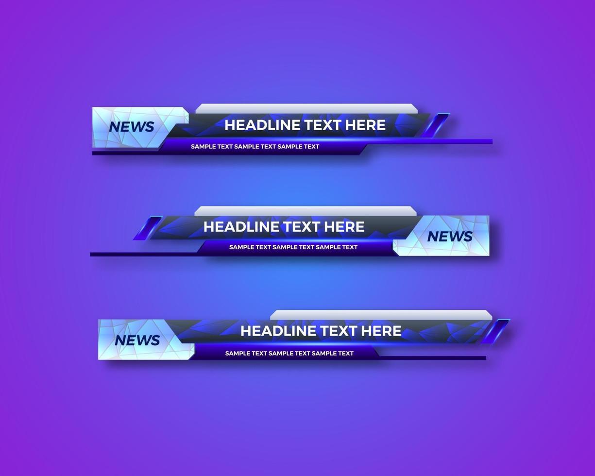 modern geometric lower third banner template design for broadcasting, live, streaming, video template. Vector Illustration