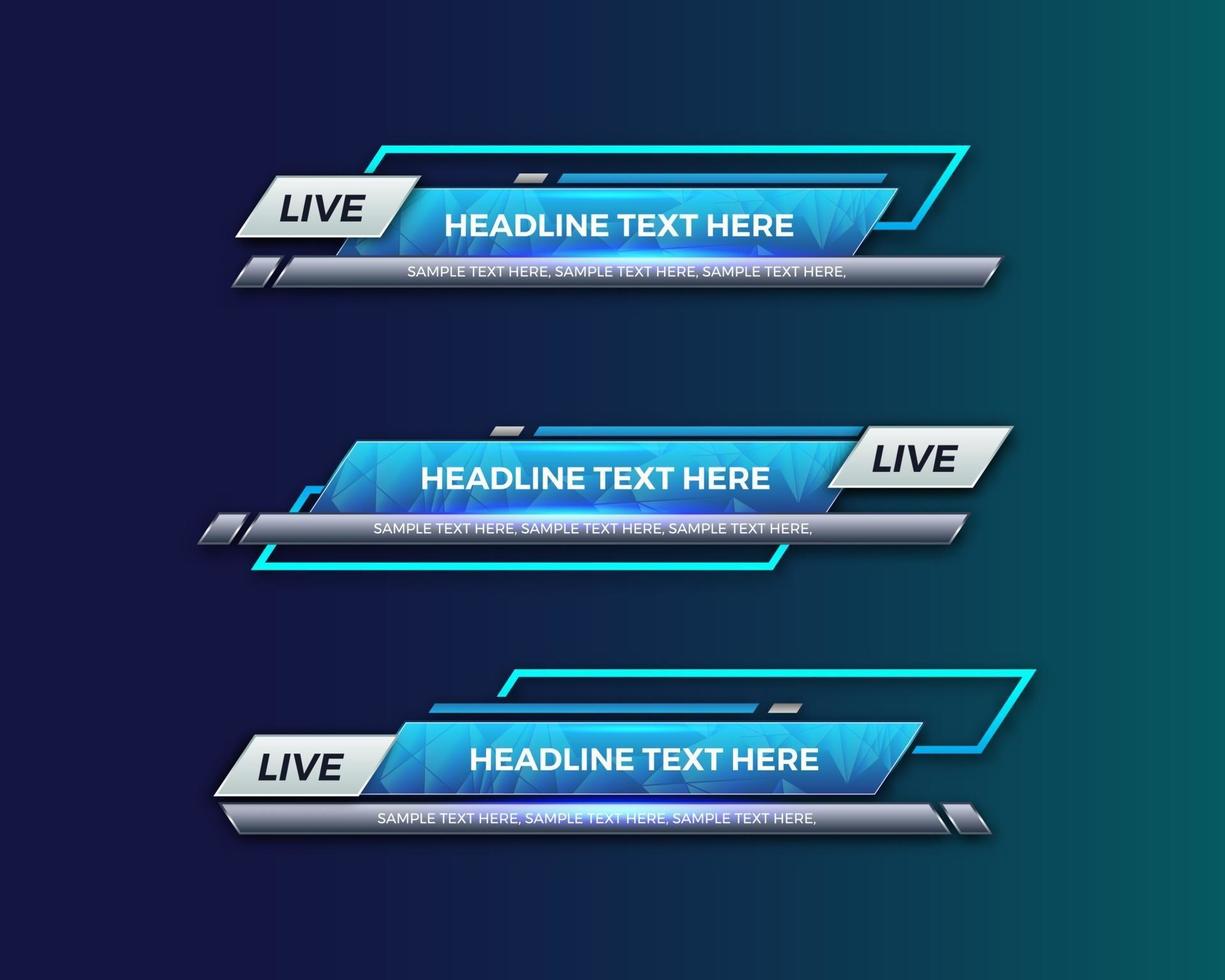 modern geometric lower third banner template design for broadcasting, live, streaming, video template. Vector Illustration