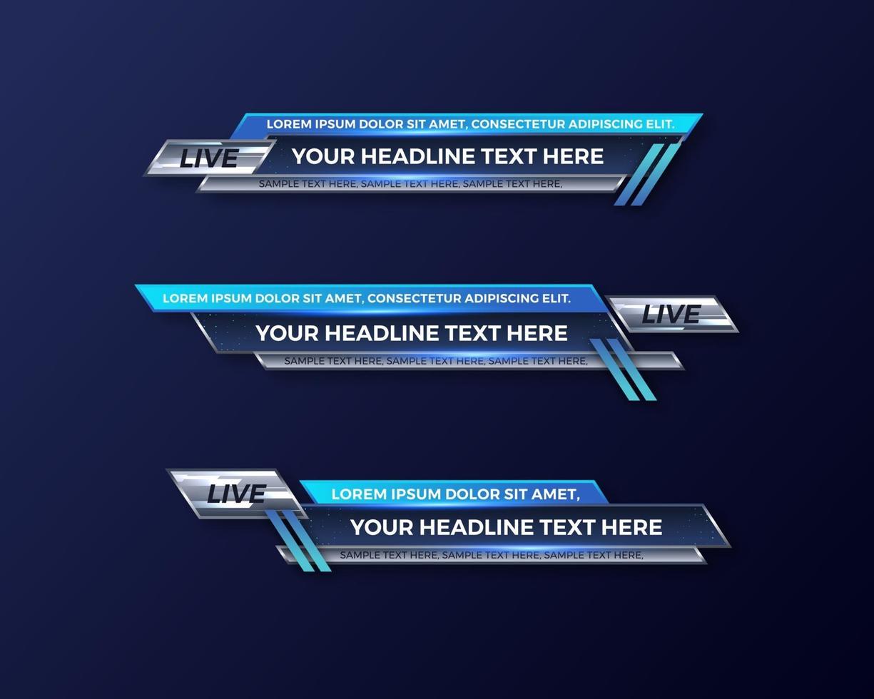 modern geometric lower third banner template design for broadcasting, live, streaming, video template. Vector Illustration