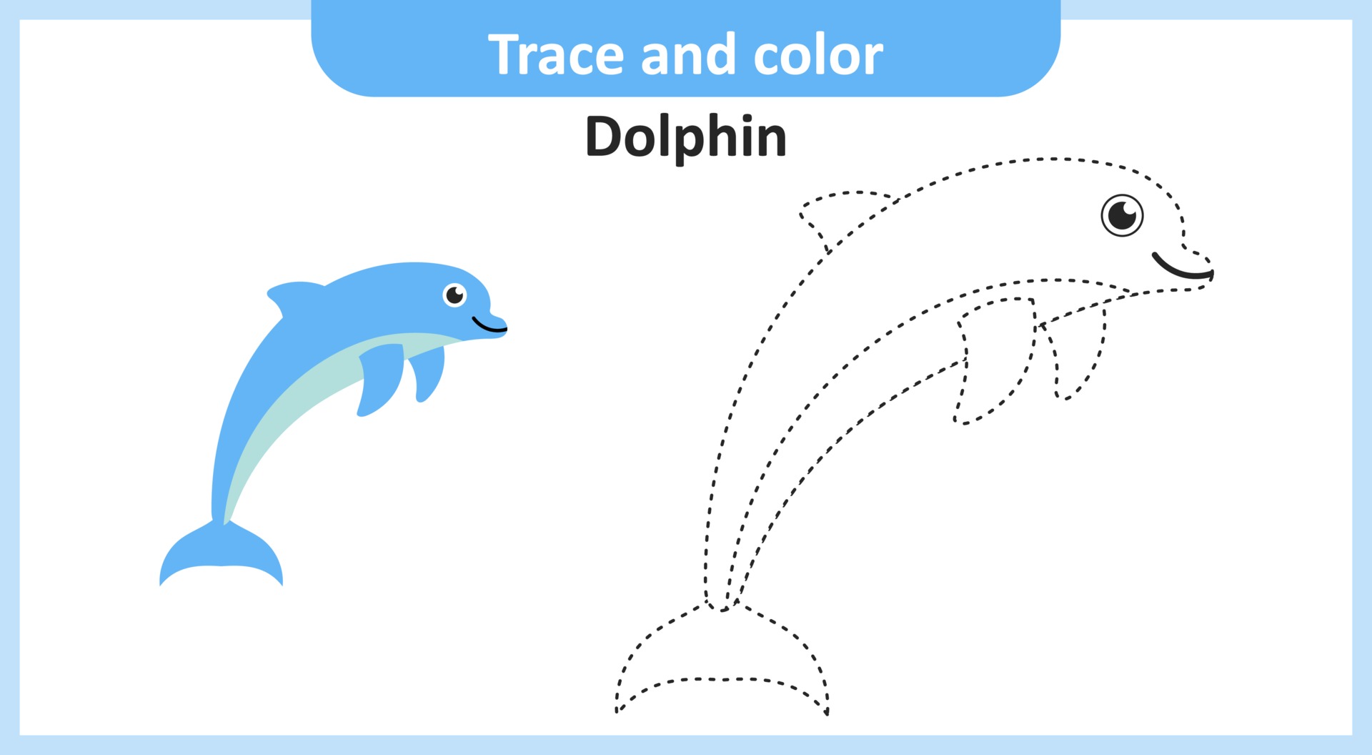 Trace And Color Dolphin 2174644 Vector Art At Vecteezy Lots of different size and color combinations to choose from. trace and color dolphin 2174644 vector