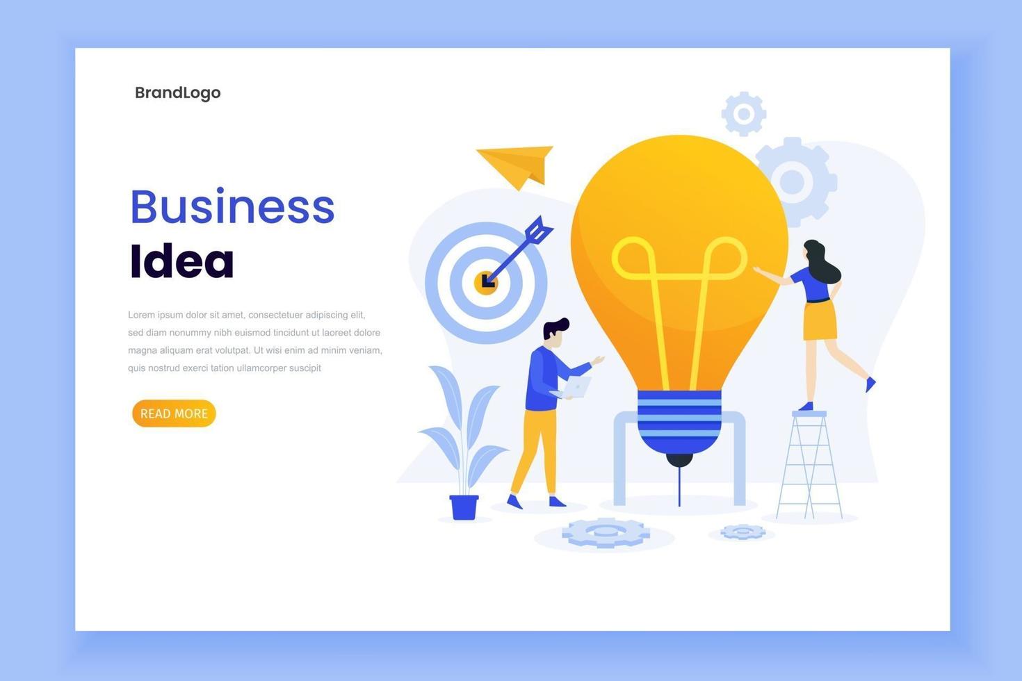 Landing page template of business idea vector