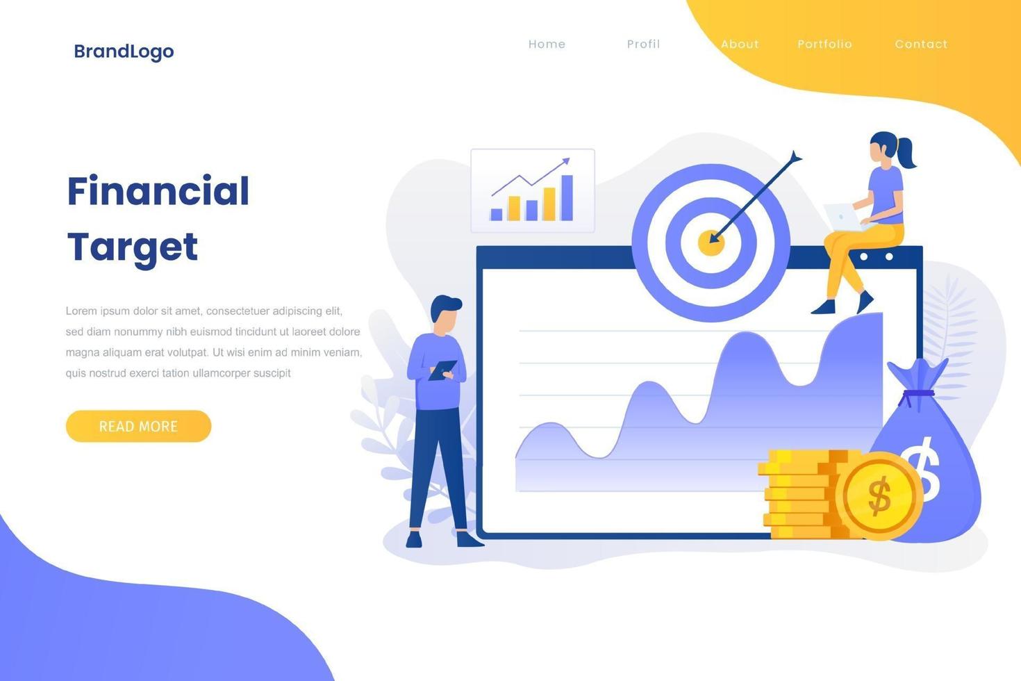 Financial target flat illustration concept for site vector