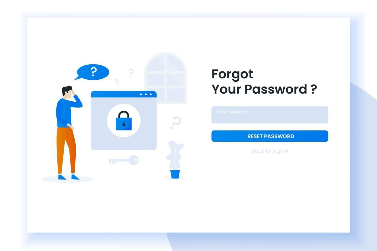 Landing page illustration design people forgot her password vector