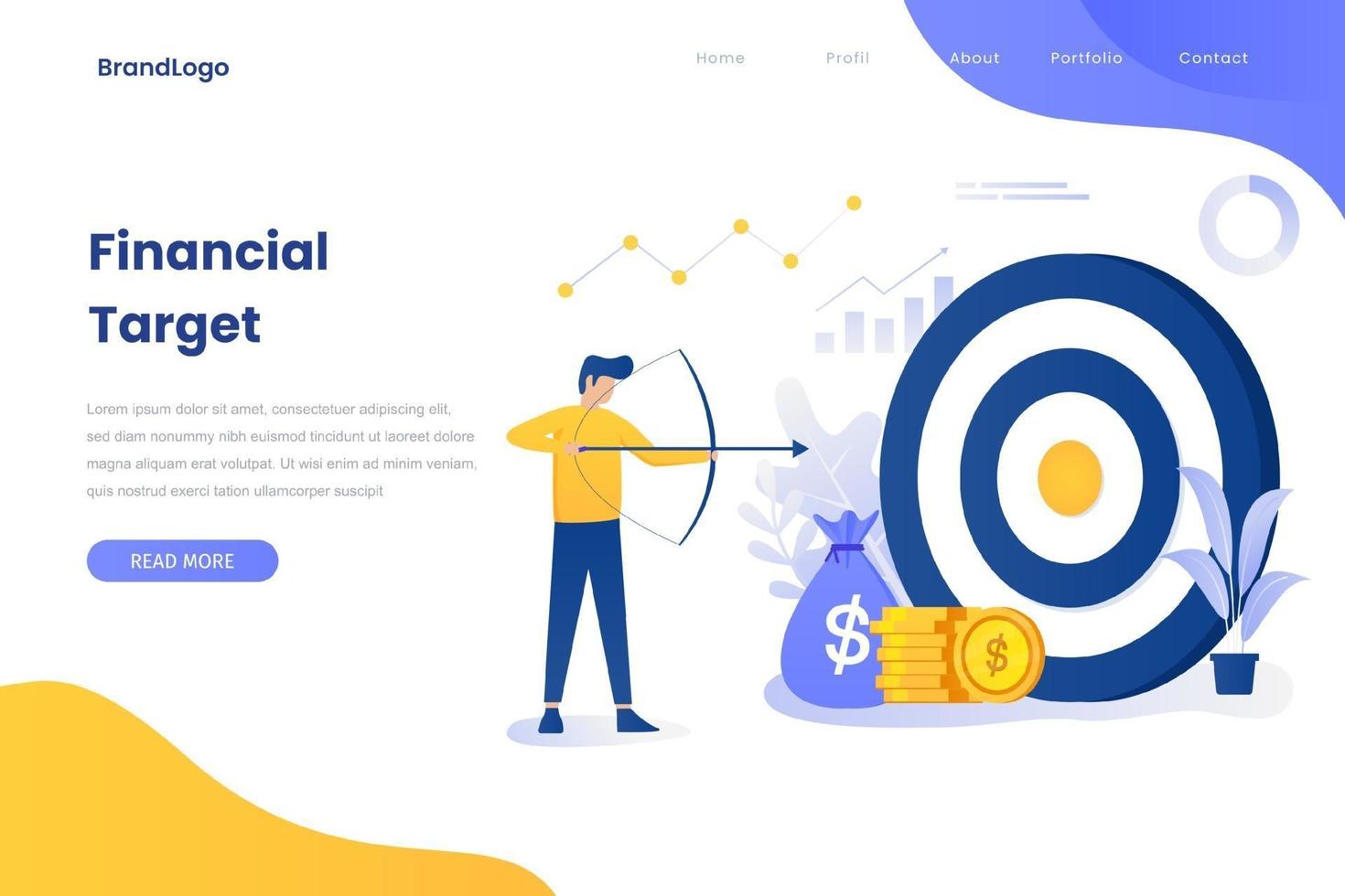 Financial target illustration concept landing page vector