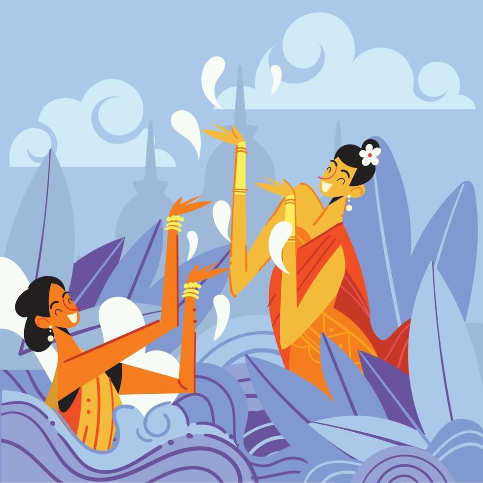 Women in Songkran Day Concept vector