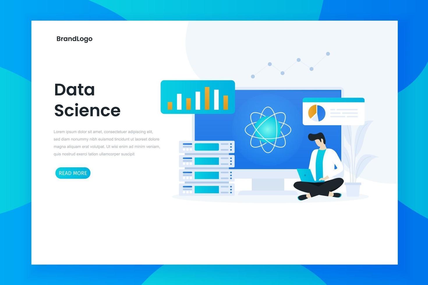 Data science landing page concept vector