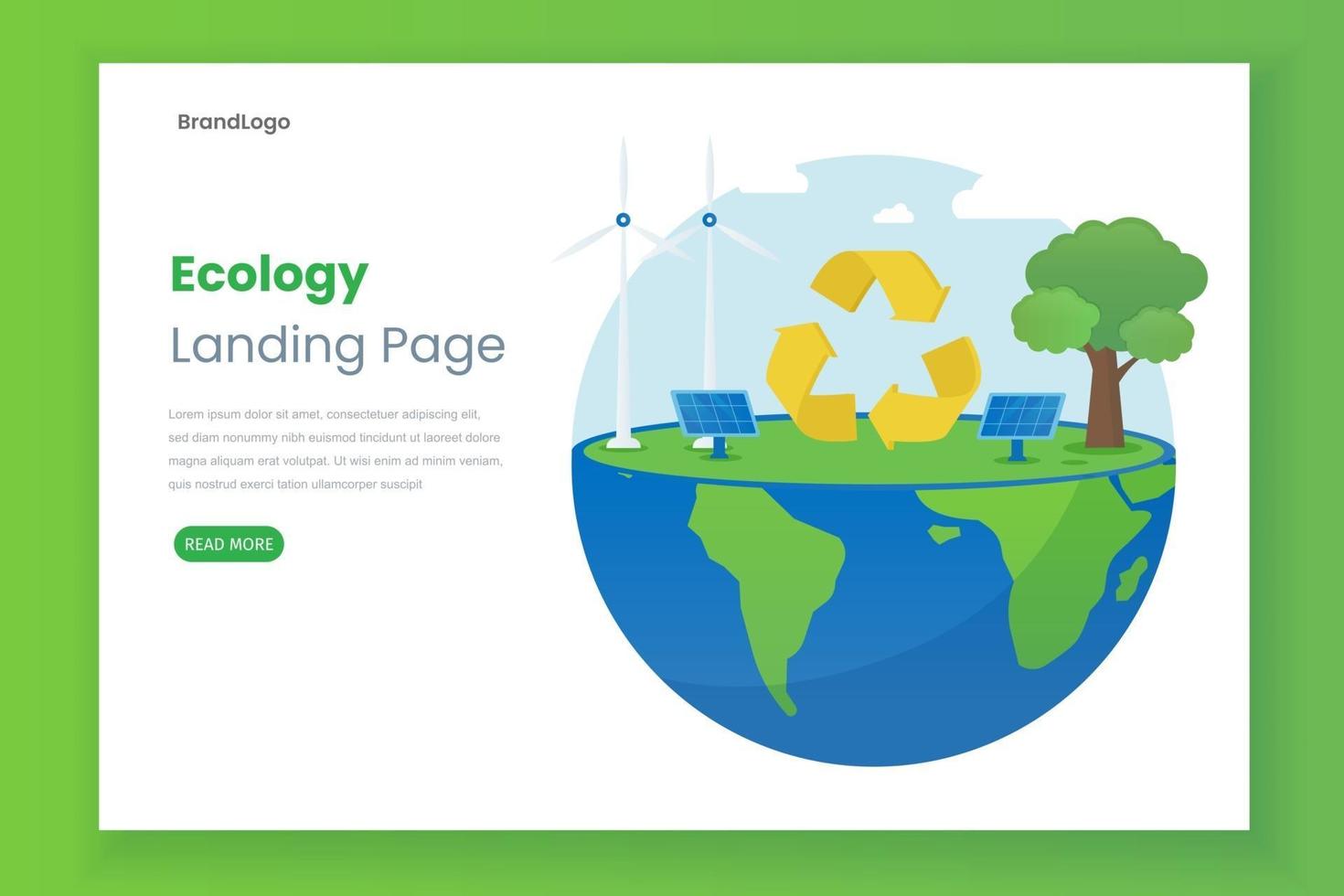 Ecology landing page illustration concept with solar panel vector