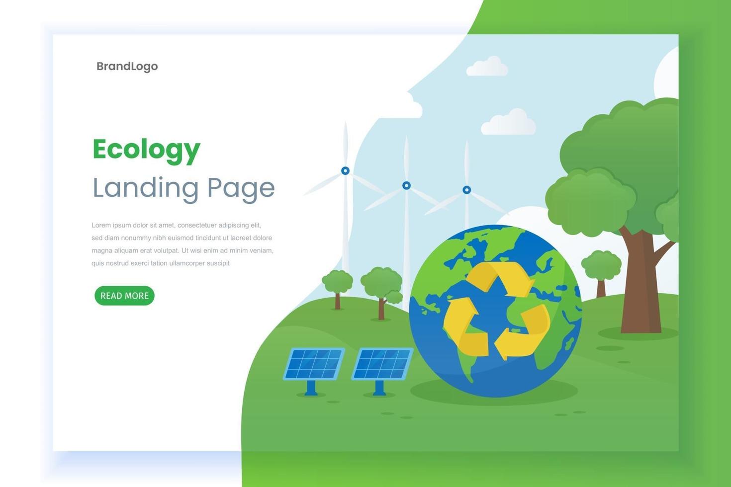 Flat ecology landing page vector