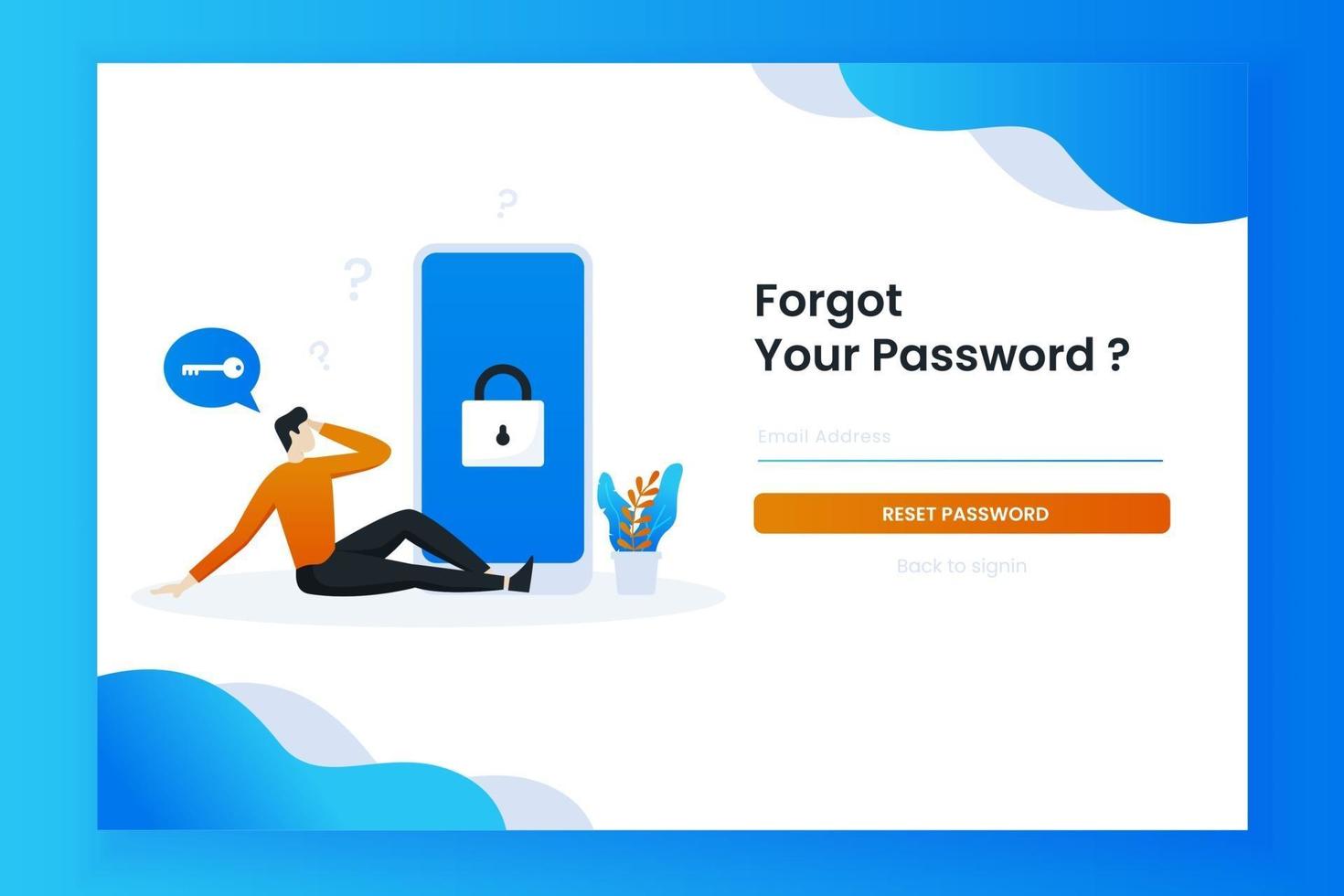 Forgot password landing page template vector